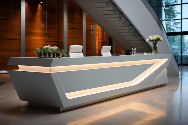 Photo reception desk in a modern office interior