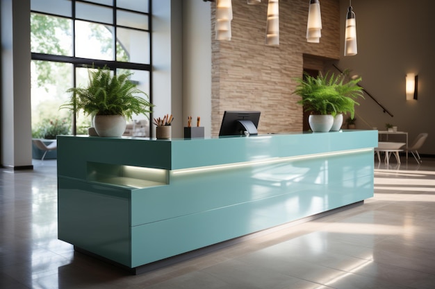 Photo reception desk in a modern office interior