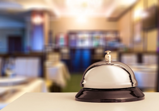 Reception service desk bell, close-up view