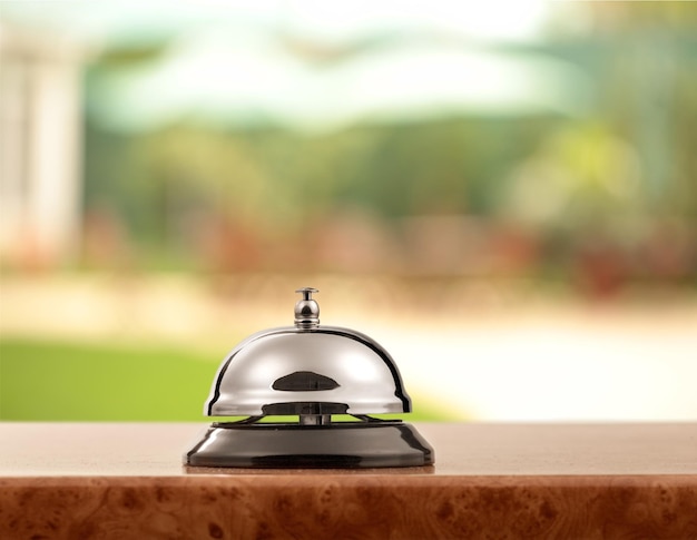 Reception service desk bell n blurred background