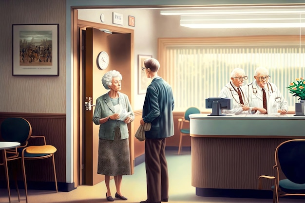 Reception service in hospital for elderly people