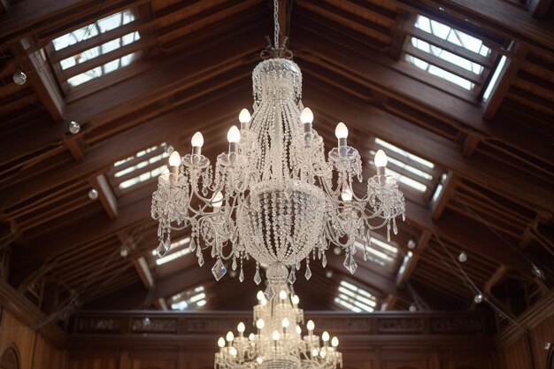 Photo reception venue ceiling decorated with flowers