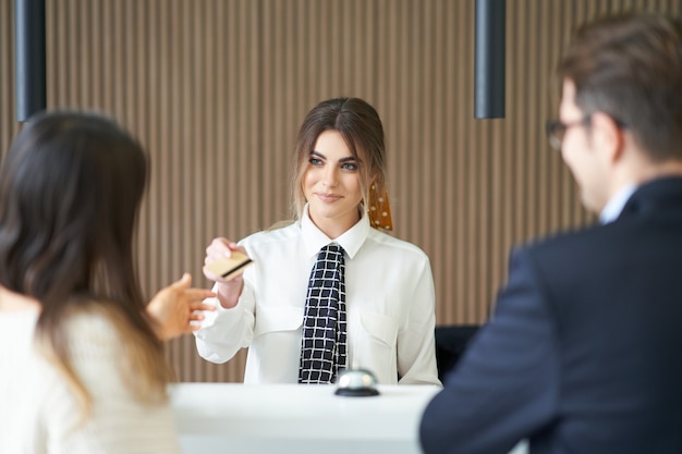 receptionist working in a hotel