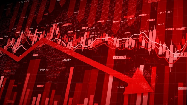 Recession Global Market Crisis Stock Red Price Drop Arrow Down Chart Fall Stock Market Exchange