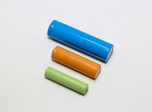 Rechargeable Different sizes of batteries AA, AAA and 18650