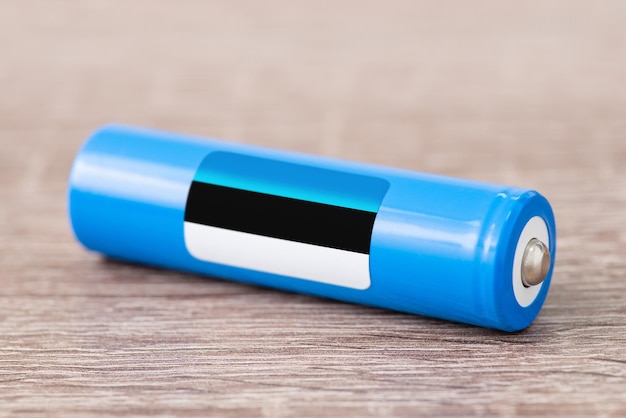 Photo rechargeable liion battery with flag of estonia production of lithium batteries in estonia