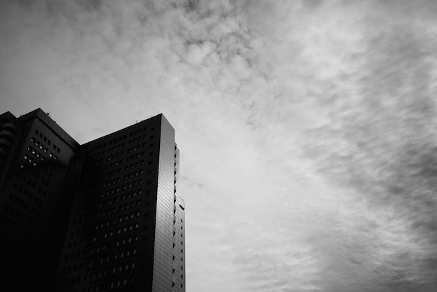 Recht uitgelijnd blauw modern gebouw daglicht achtergrond