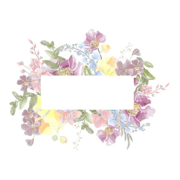 rechthoekige banier met transparante achtergrond aquarel zomerbloemen