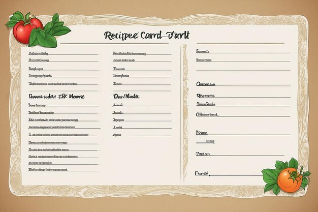 Photo recipe card template