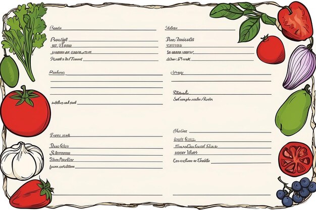 Photo recipe card template