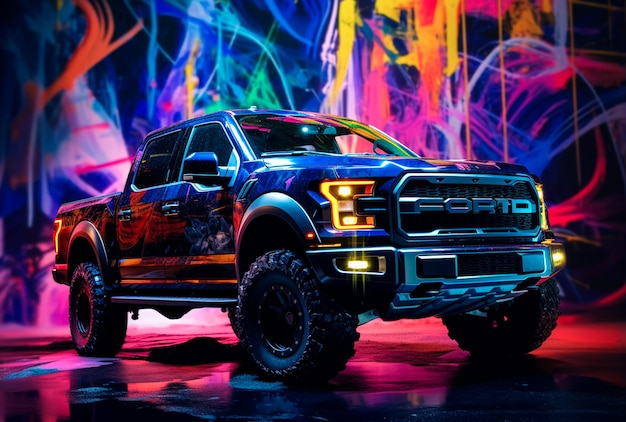 reclaimed trucks's ford f 150 raptor in the style of expressive use of light