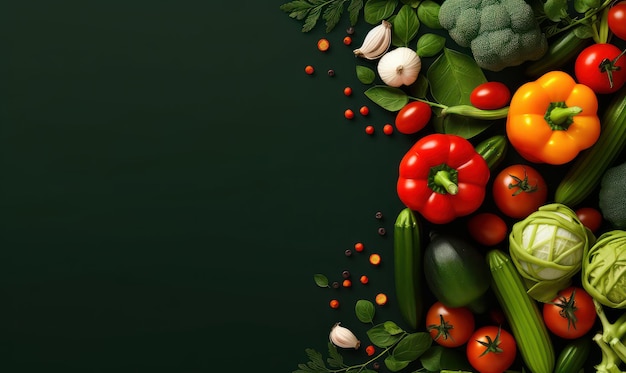 Reclame voor biologische groenten Achtergrond Vegetarisch voedsel voor gezonde voeding Generatieve Ai