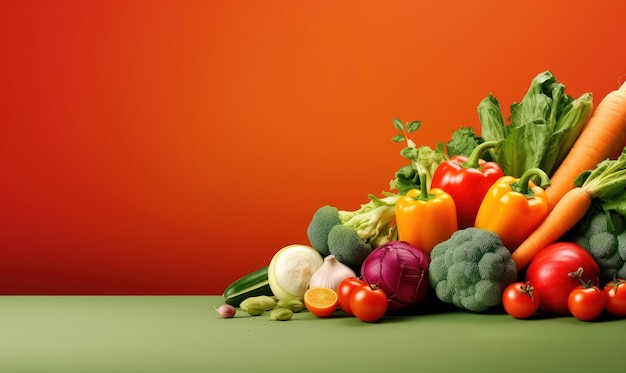Reclame voor biologische groenten Achtergrond Vegetarisch voedsel voor gezonde voeding Generatieve Ai