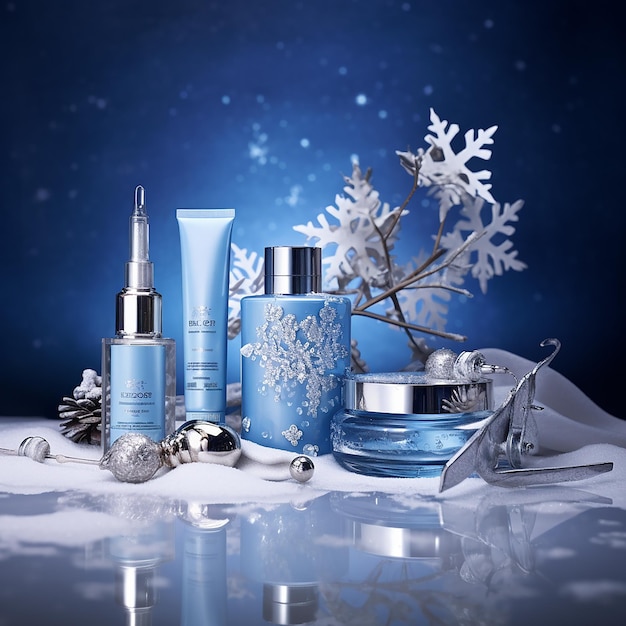 Foto reclamefoto van een product van een cosmetische salon voor de winterpromotie