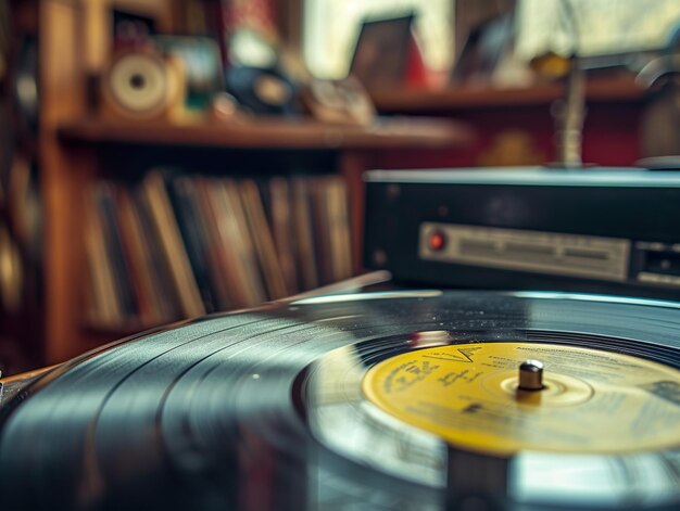 A Record Player In An Urban Flat Photo Realistic Vintage Retro Classic Gramophone