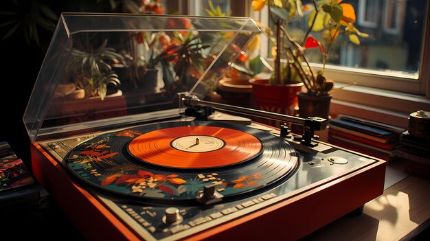 Photo a record player with a record player on it