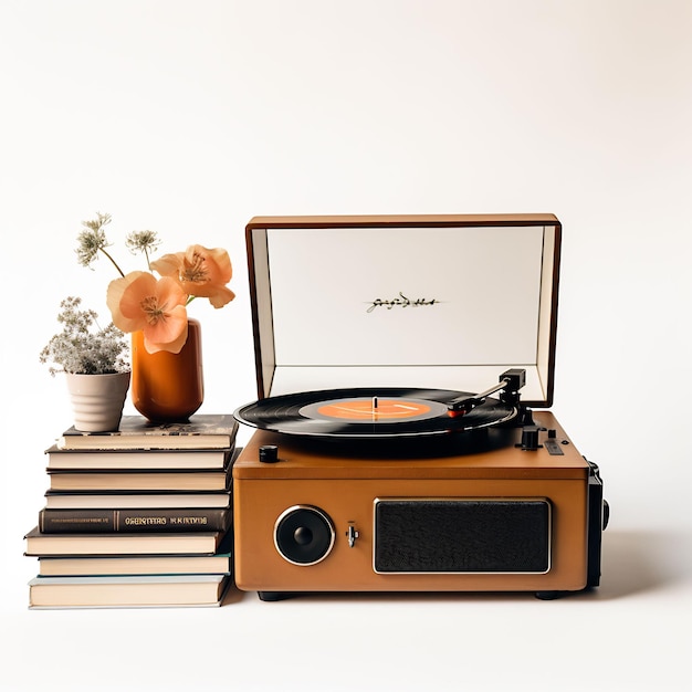 a record player with the word quot music quot on the front
