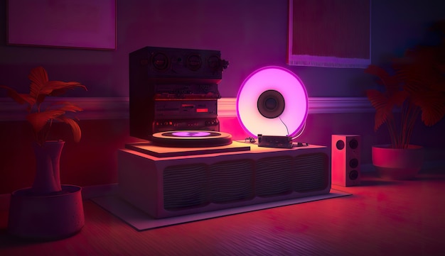 Record players and vinyl records ai generate