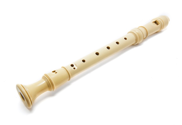 Recorder flute isolated on white