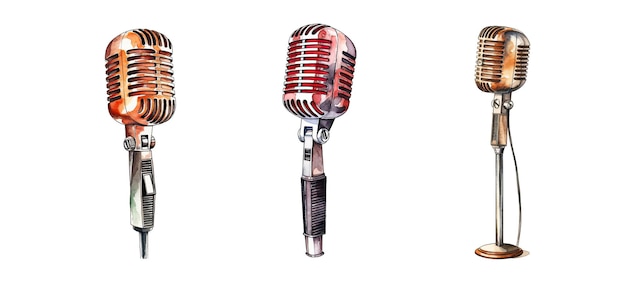 사진 레트로 마이크 스탠드 (retro microphone stand) 는 고전적인 음악과 옛날의 음악을 녹음하는 데 사용된다.