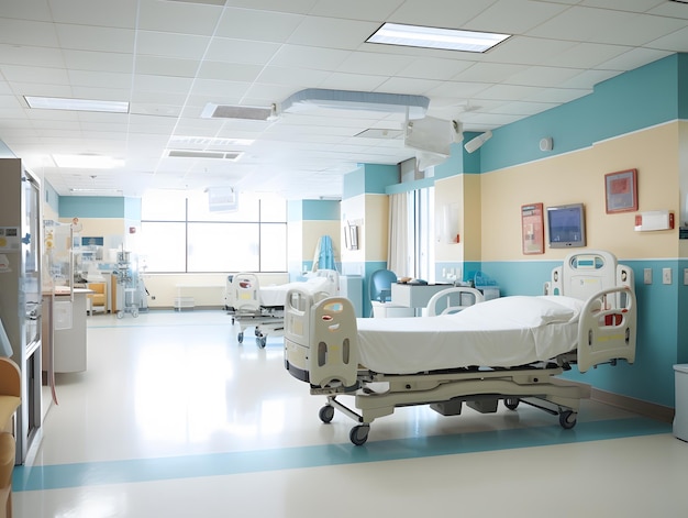 Recovery hospital room with beds and comfortable medical equipped in a hospital