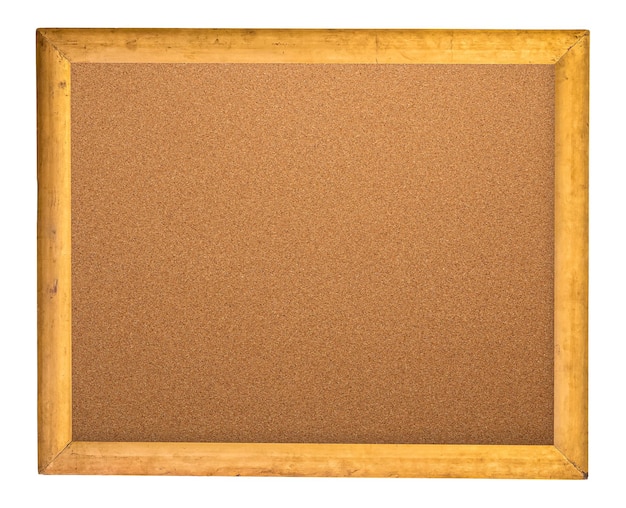 Прямоугольная декоративная золотая рамка из пробковой доски изолированный фон с обтравочной дорожкой