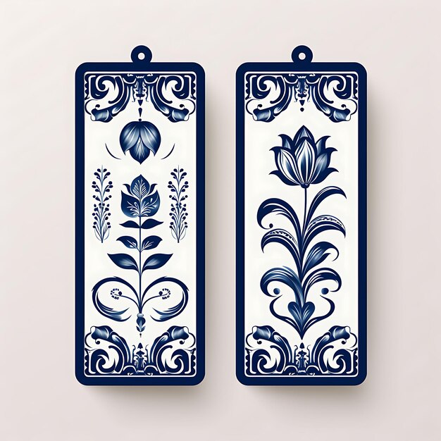 Photo rectangle dutch pattern tag card blue color traditional delf 2d design creative old traditional