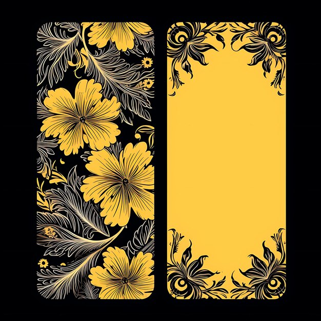 Rectangle Malaysian Pattern Tag Card Yellow Color Vibrant Ba 2D Design Creative Old Traditional