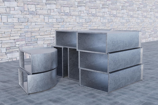 rectangular air ducts on the ground 3d