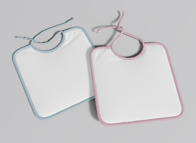 Rectangular Bibs with Blue and Pink Edge