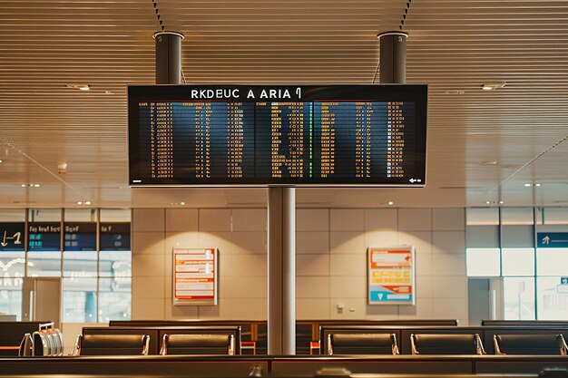 Photo rectangular billboard mockup under a departure and arrival display board
