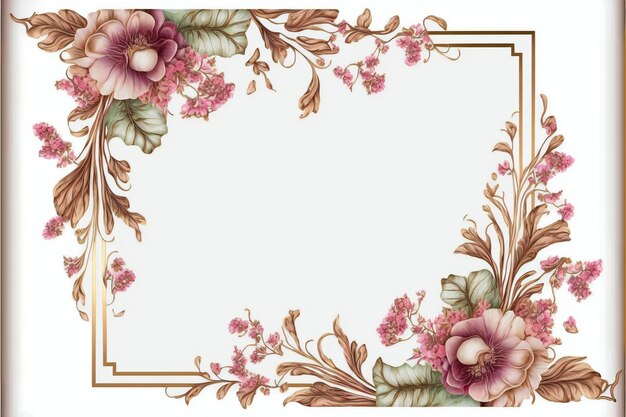 Photo rectangular frame with green leaves and berries