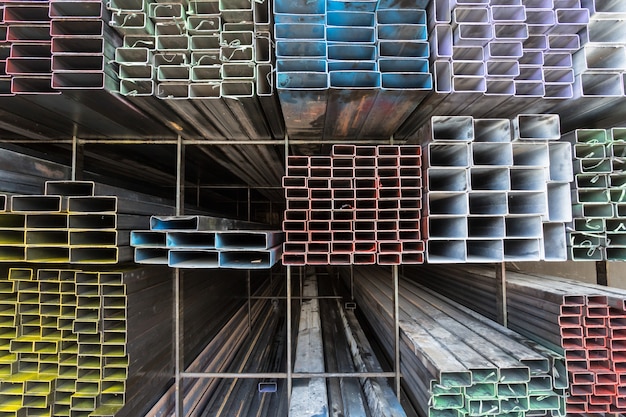 Rectangular metal pipe for construction