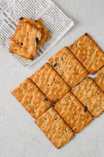 rectangular shortbread cookies with raisins