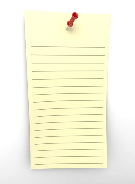 Rectangular striped paper note held to the wall with a red push pin