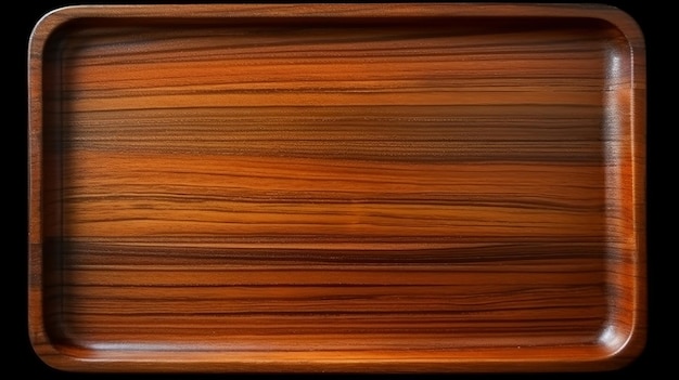 Rectangular surface of a brown wooden tray showcasing the natural beauty and texture of the wood creating a warm and organic backdrop Generative Ai