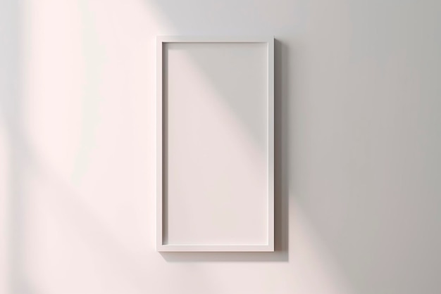 Rectangular vertical frame hanging on a white wall