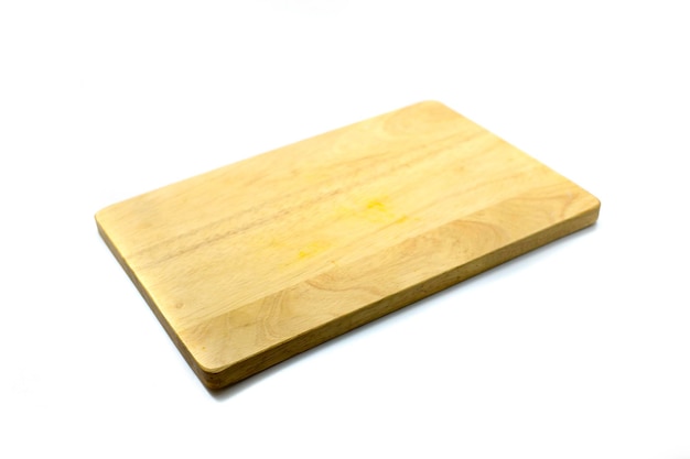 Photo rectangular wooden cutting board for cutting food isolated on a white