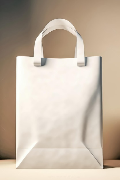 Recyclable paper shopping bag on white background