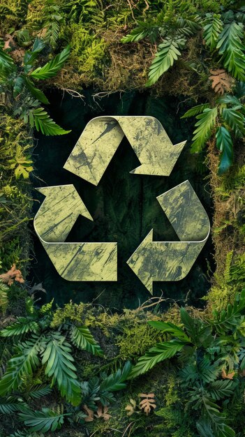 Recyclable Sign Amidst Forest Landscape