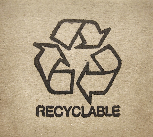 Photo recyclable symbol on cardboard