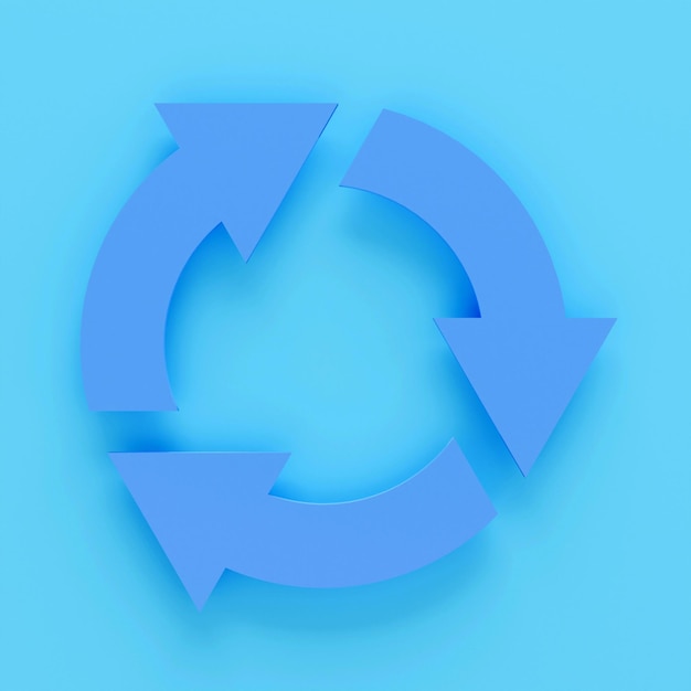 Recycle arrow 3d render3d Arrows in circle with shadow isolated on colour background