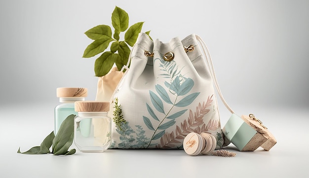 Recycle bottle bag 3d composition background photo illustration