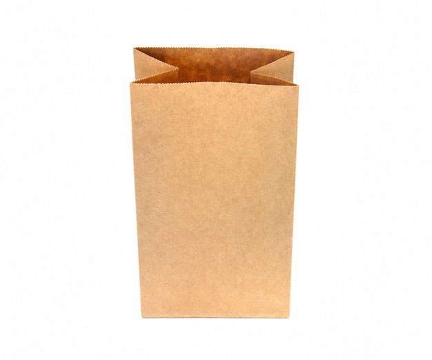 Photo recycle brown paper bag on white background