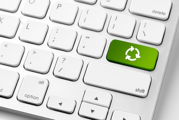 Recycle icon on computer keyboard