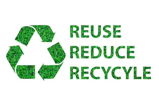 Recycle logo with a picture of grass inside