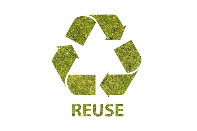 Recycle Logo with a picture of grass inside