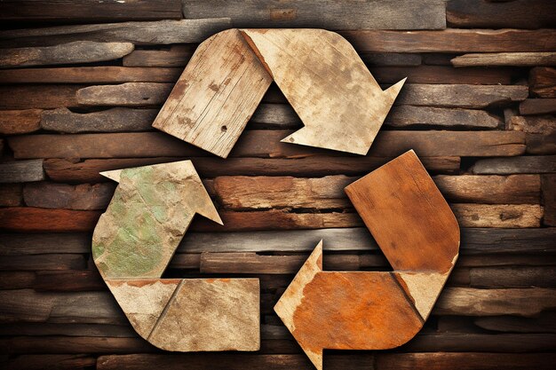 Photo recycle symbol with earthy textures