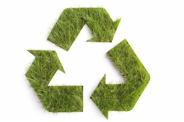 Photo a recycle symbol with green grass on the top.