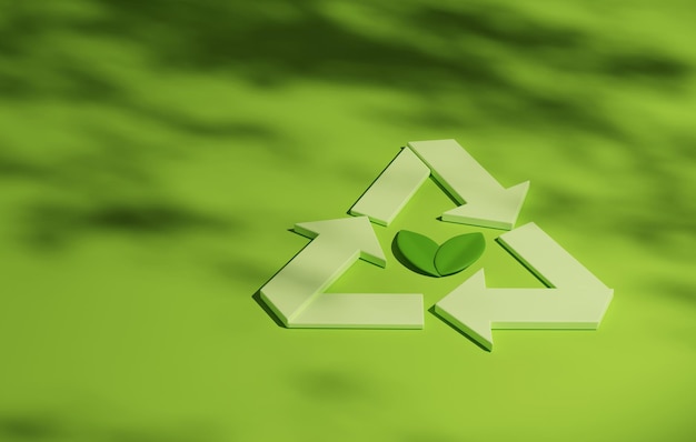Recycle symbool en groen boompje op groene achtergrond